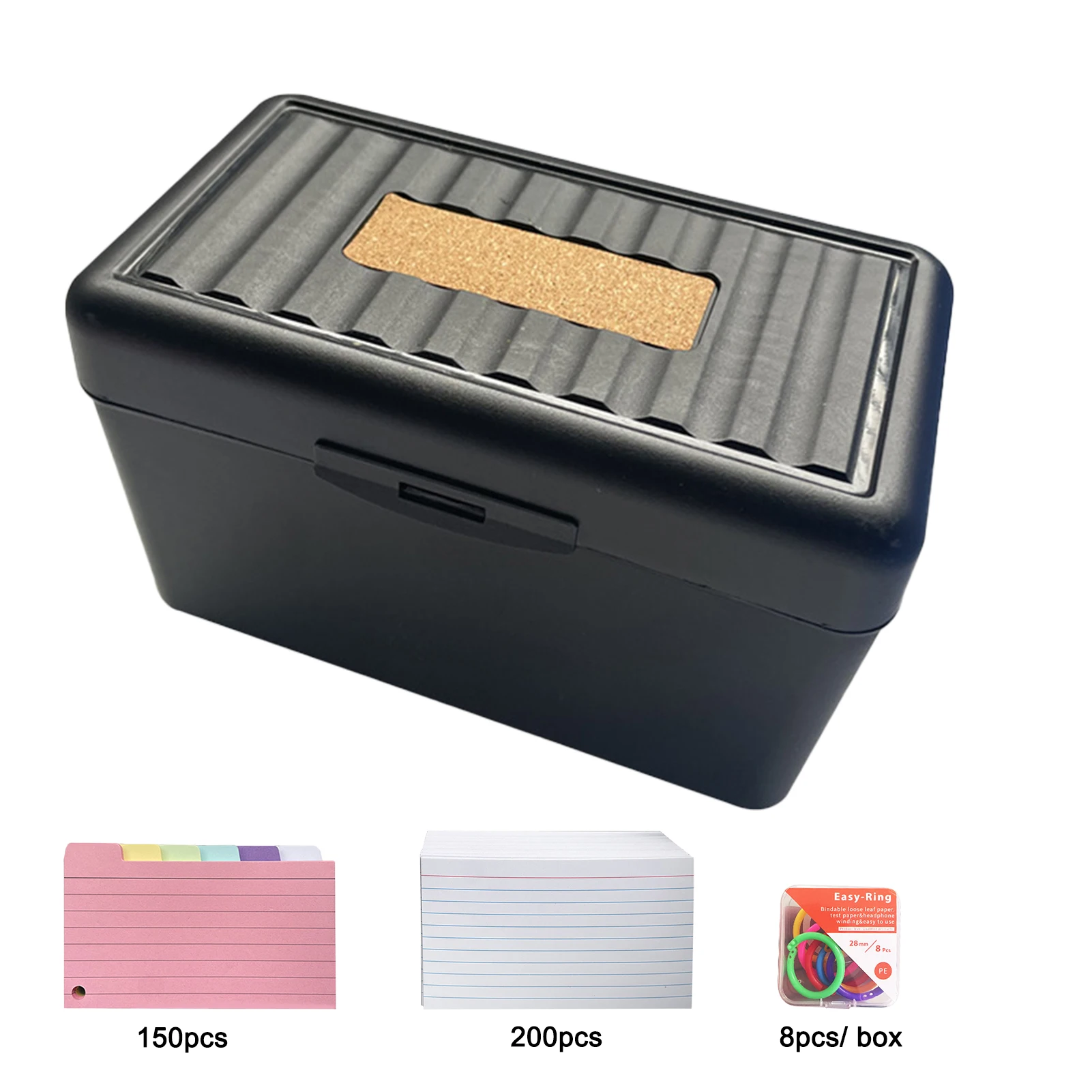 

Heavy Duty Organizer Box Black Durable Easy Ring Index Card Sticky Note Sturdy Portable Coloured Tab Office School Firmly