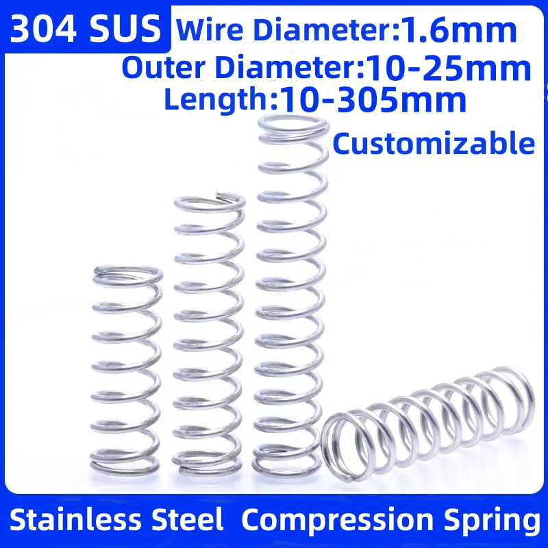 

Stainless Steel Compression Spring Shock Absorbing Return Spring Damping Pressure SUS Spring Wire Diameter 1.6mm Custom