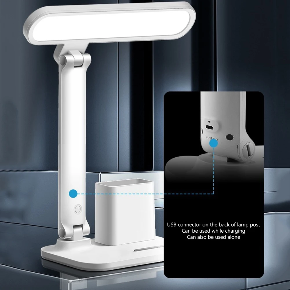 

Светодиодная настольная лампа для чтения с сенсорным управлением, настольная лампа с подставкой и зарядкой от USB, светильник с функцией пам...