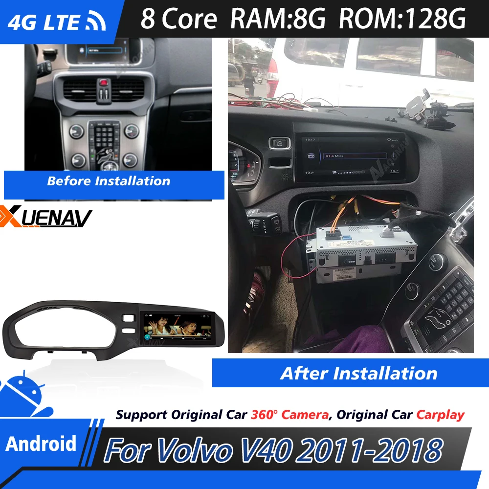 

Car radio android player For Volvo V40 2011-2018 touch screen Head Unit Carplay Auto Stereo Recorder Wireless Android System