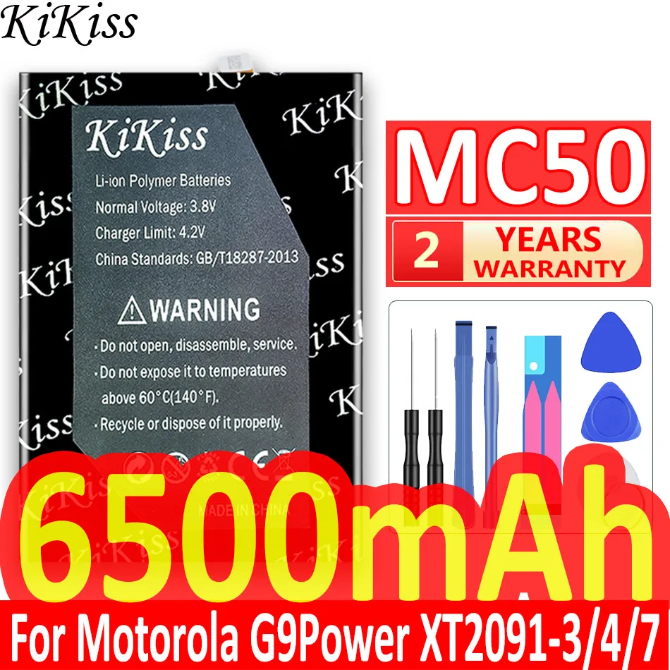 

Аккумулятор KiKiss MC50 для MOTOROLA MOTO G9 POWER, оригинальная емкость 6500 мАч, внутренний для Motorola Moto G9