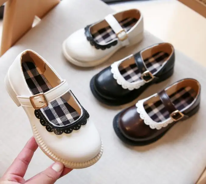 

2021 New Girls Leather Shoes Children Shoes Fashion Comfortable Kids Bowknot Sequins Rhinestone Birthday Party Princess Shoes