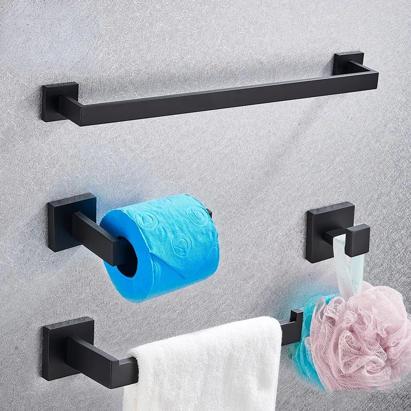 

Bathroom Hardware Set Black Robe Hook Towel Rail Bar Rack Bar Shelf Tissue Paper Holder Toothbrush Holder Bathroom Accessories