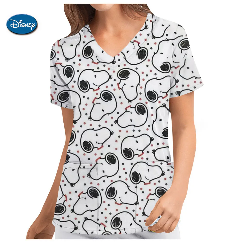 Футболка America Snoopy Женская Повседневная Рабочая Униформа для больницы с V-образным