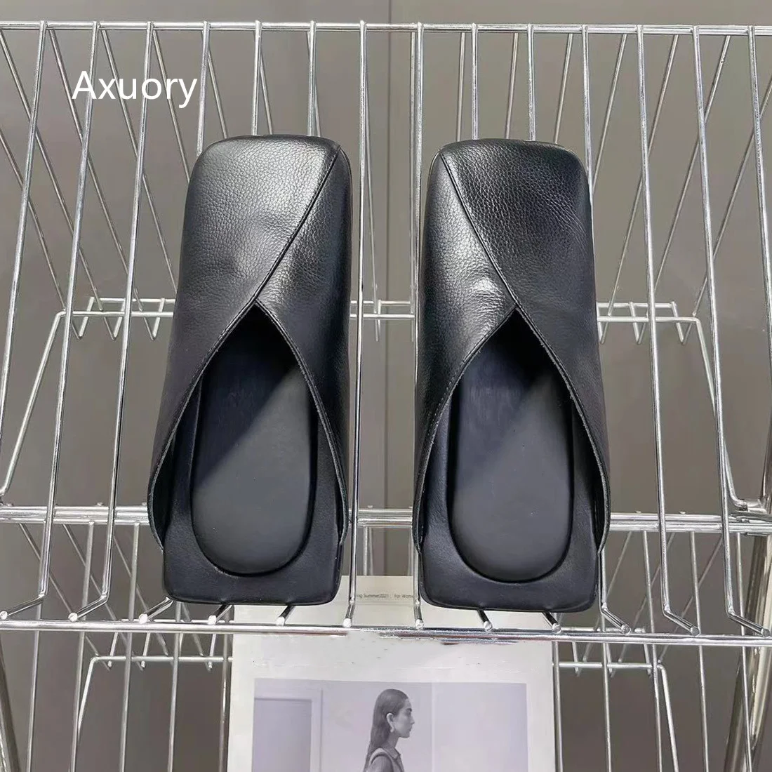 2023 New Flat Bottomed Slippers Solid Color Fashion Square Flat Shoes Genuine Leather Lovely Style High Quality