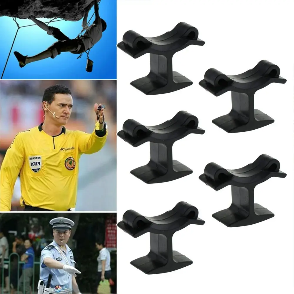 

5Pcs Black Whistle Finger Grip Wear Resistant Plastic Portable Whistles Clamp Whistle Fingers Holder Trainer Linesmen