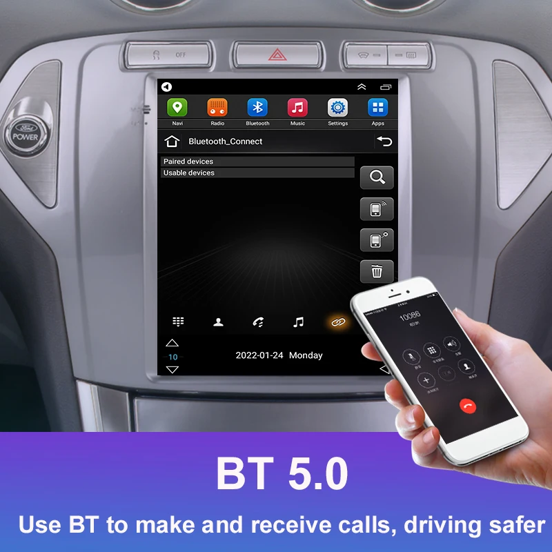 Автомагнитола Eunavi Tesla 9 7 Android 10 8G + 128G мультимедийный плеер с GPS для Ford Mondeo MK4 2007-2010 WIFI