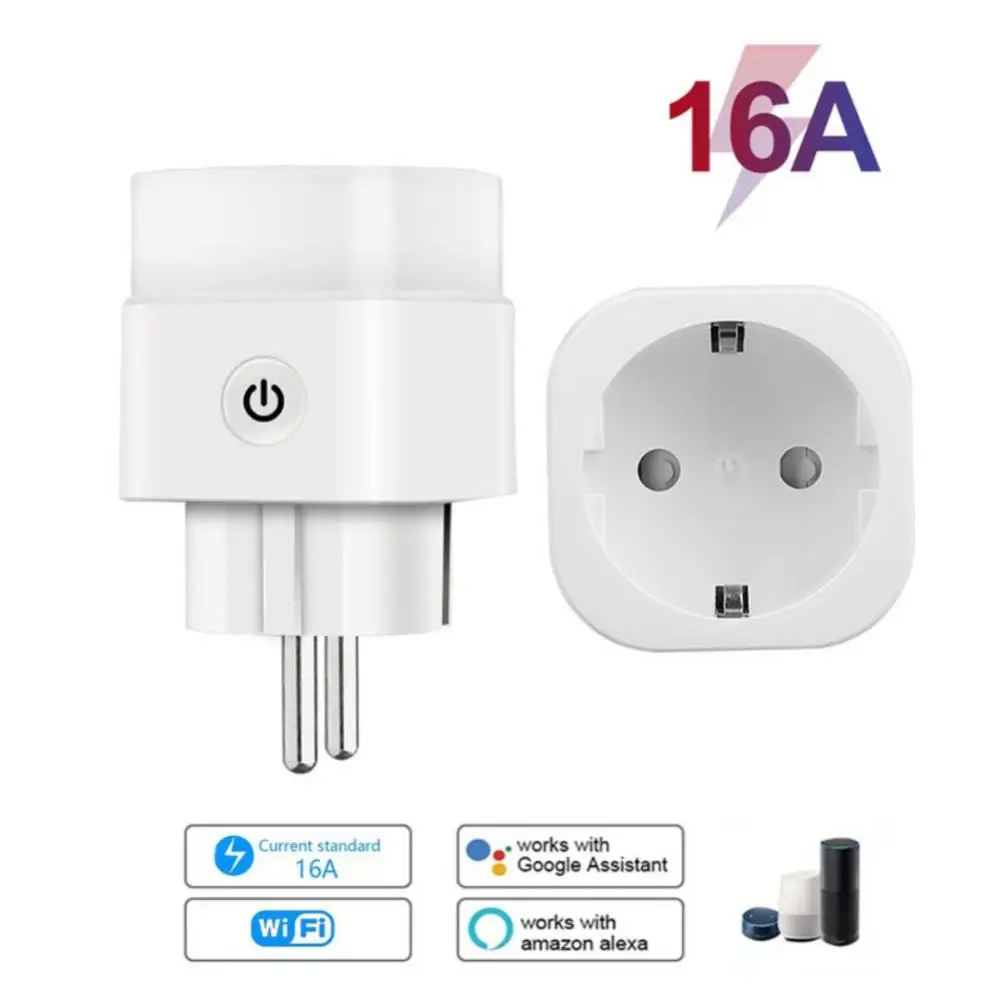 

Tuya EU WiFi Smart Socket Plug 16A Outlet Power Monitor Timing Function Plug Works With Alexa Google Home