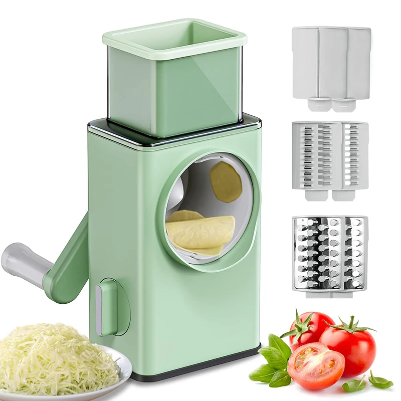 

3 in 1 Vegetable Slicer Roller Multifunction Veget Cutter Hand-cranked Rotary Graters Food Chopper Shredders Kitchen Accessories