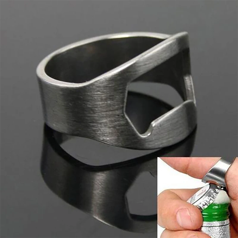 

Gold Bottle Opener Ring Corkscrew Stainless Steel Finger Ring Beer Can Openers Gadgets Cool Bar Kitchen Accessories