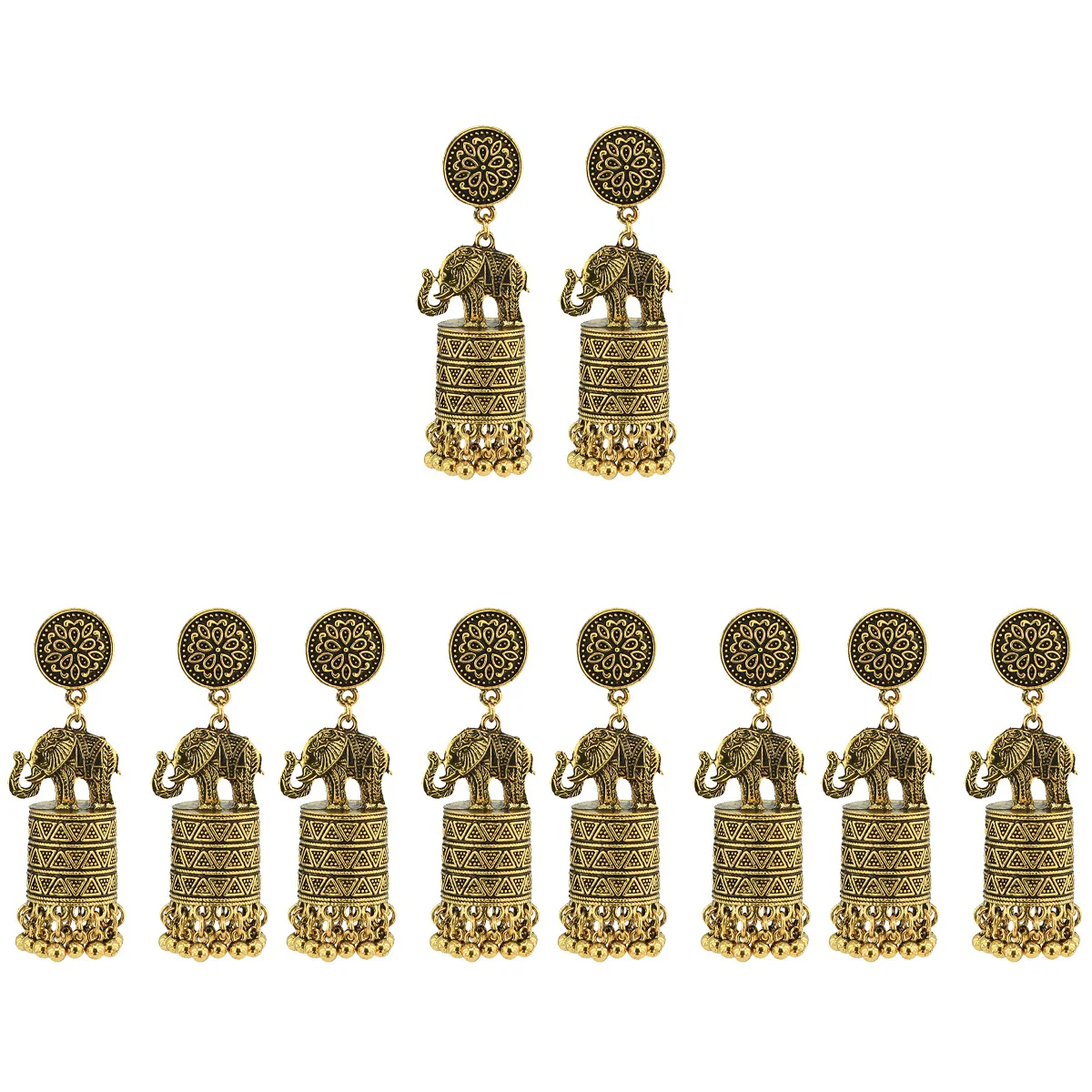 

5 Pairs Elephant Earrings Ethnic Style Drop Earrings Tassel Earrings Women Stud Earrings