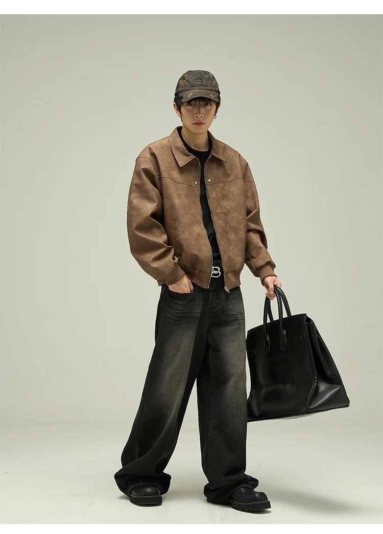 Куртка мужская замшевая в стиле ретро уличный Повседневный бомбер на молнии