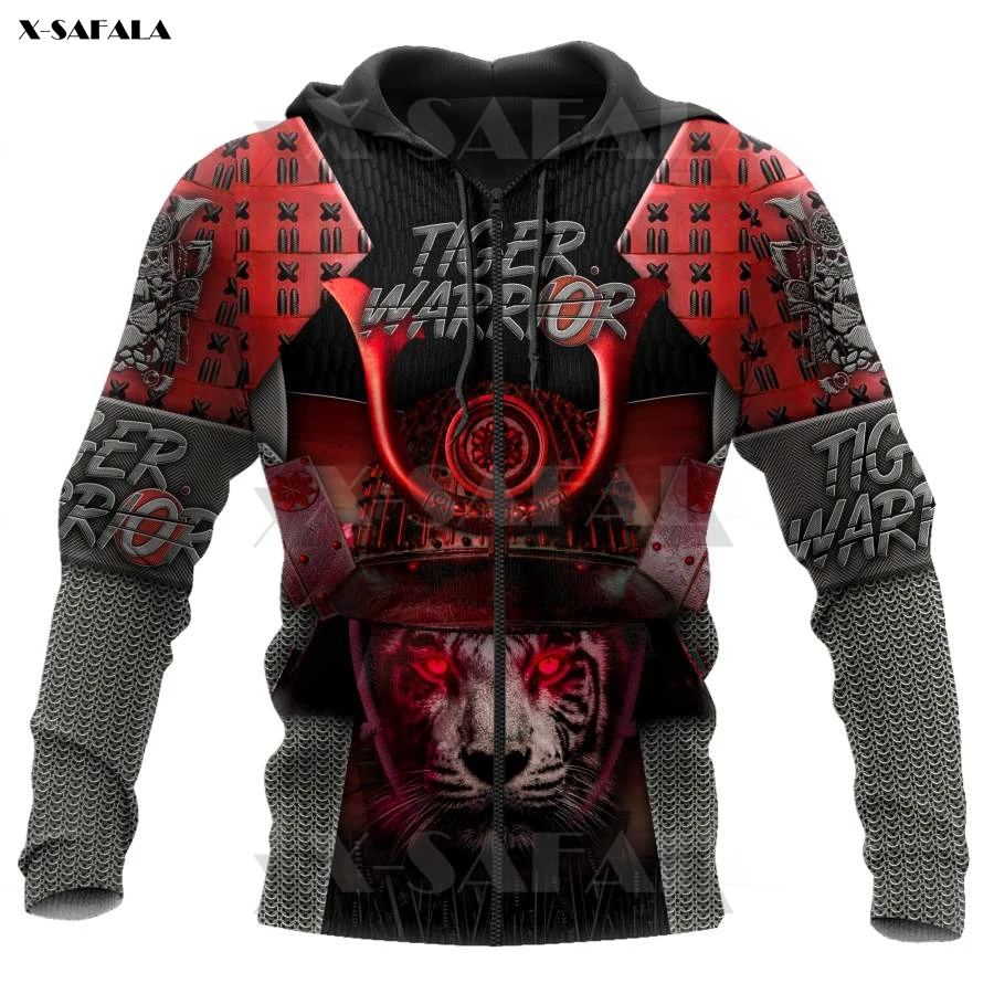 

JapaneseTiger Samurai Warrior DIY Name 3D Printed Zipper Hoodie Men Pullover Sweatshirt Hooded Jersey Tracksuits Outwear Casual