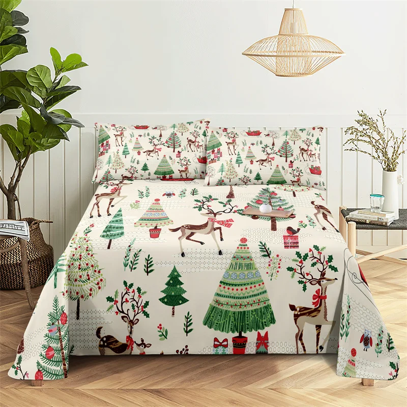 

Bedding Sets Christmas Printing Bed Sheet Fashion Design Double Flat Sheet Boys Girls Bed Sheet Set Bed Sheets and Pillowcases