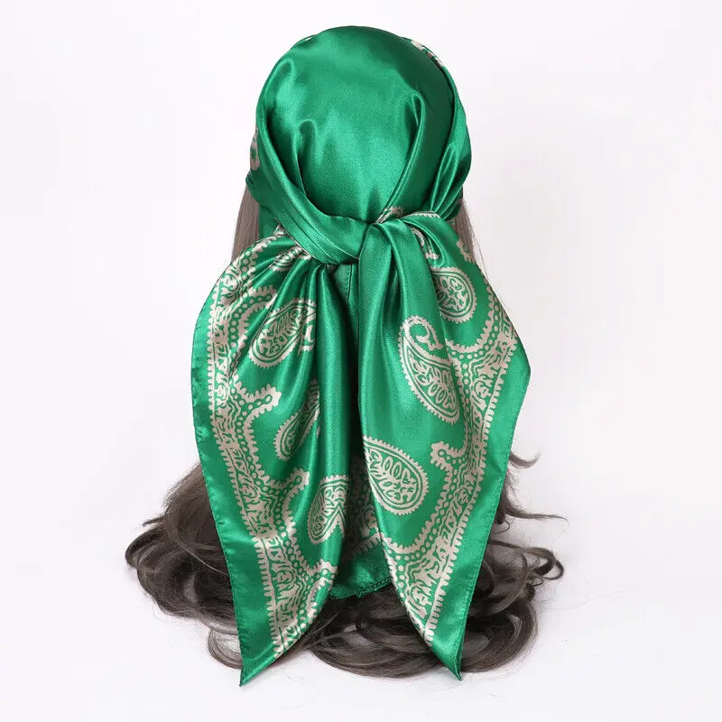 

Unisex Man Women Fashion Boho Tribal Style Paisley Scarf Faux Silk Shawl Stole Hijab Square Bandana 90*90cm