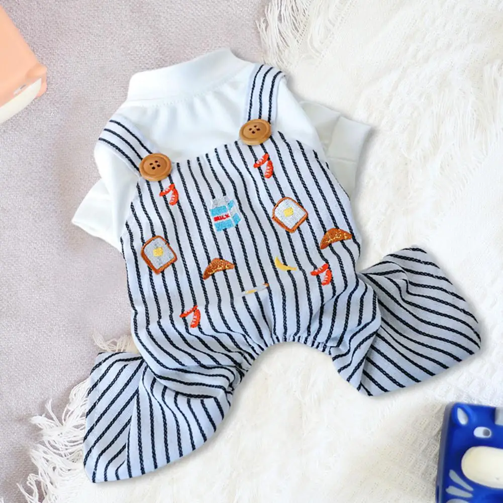

Easy-wearing Pretty Striped Print Pet Cat Dog Four-legged Overalls Exquisite Dog Jumpsuit Comfortable Pet Supplies