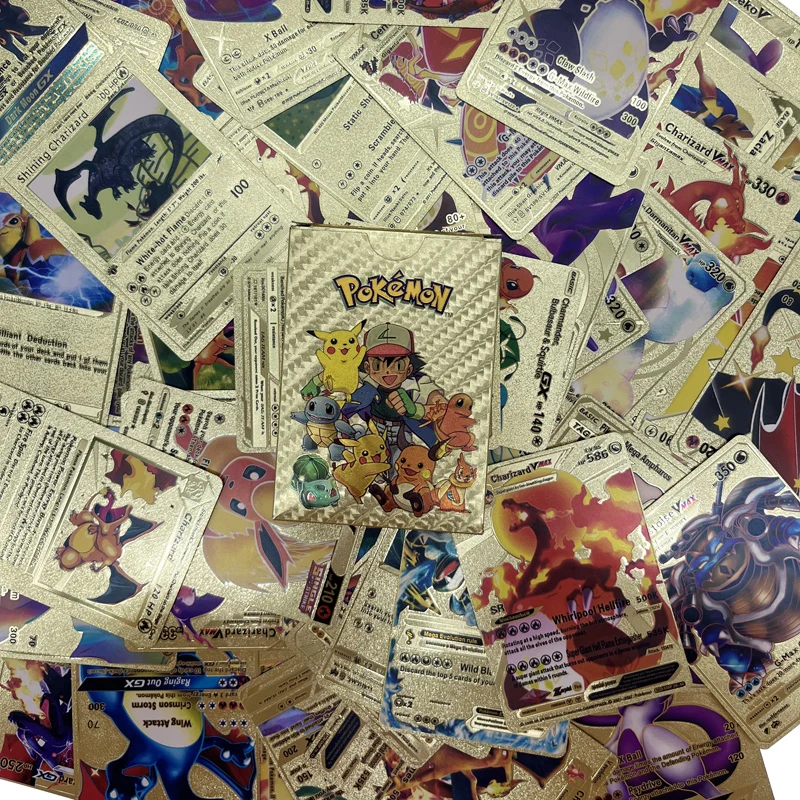

2023 Pokemon Gold Silver Cards V Vmax GX English Spanish Fun Flash Card Trading Cards Kids Card Gifts for Children Toy