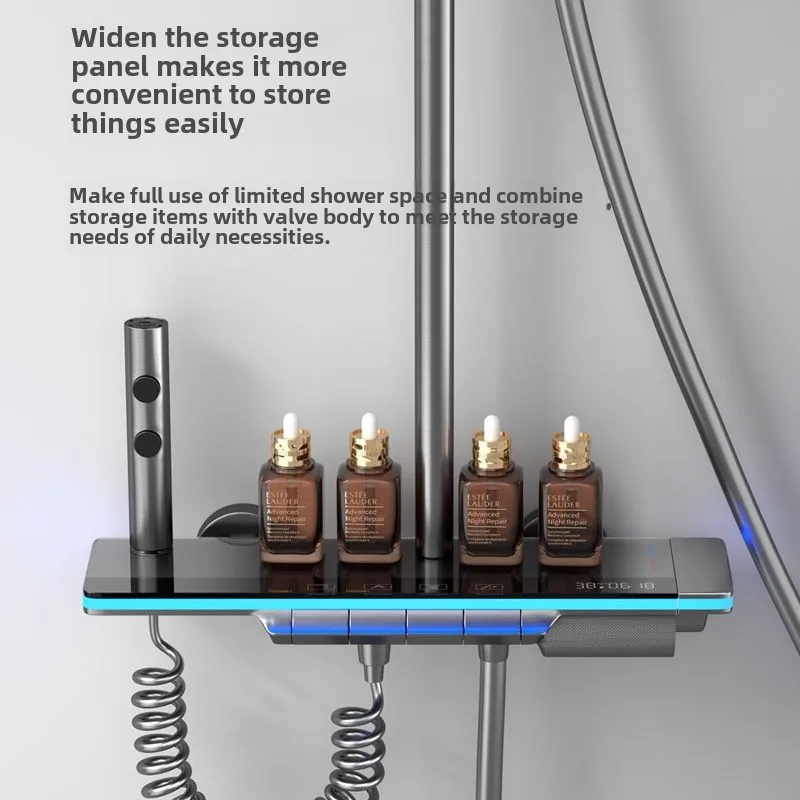 Роскошная душевая система для ванной комнаты с подсветкой закаленное стекло