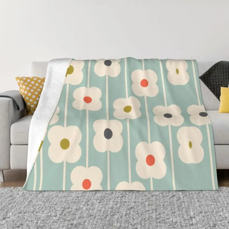 

Orla Kiely Mid Century Modern Scandinavian Floral Orla Art Blankets Flannel Sprint Throw Blanket Sofa Home Bed Breathable Soft