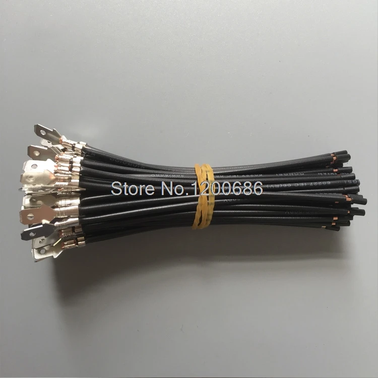 

10CM plugs 6.3mm spade terminals plugs male connection cable 50 piece black 0.5MM2 wire