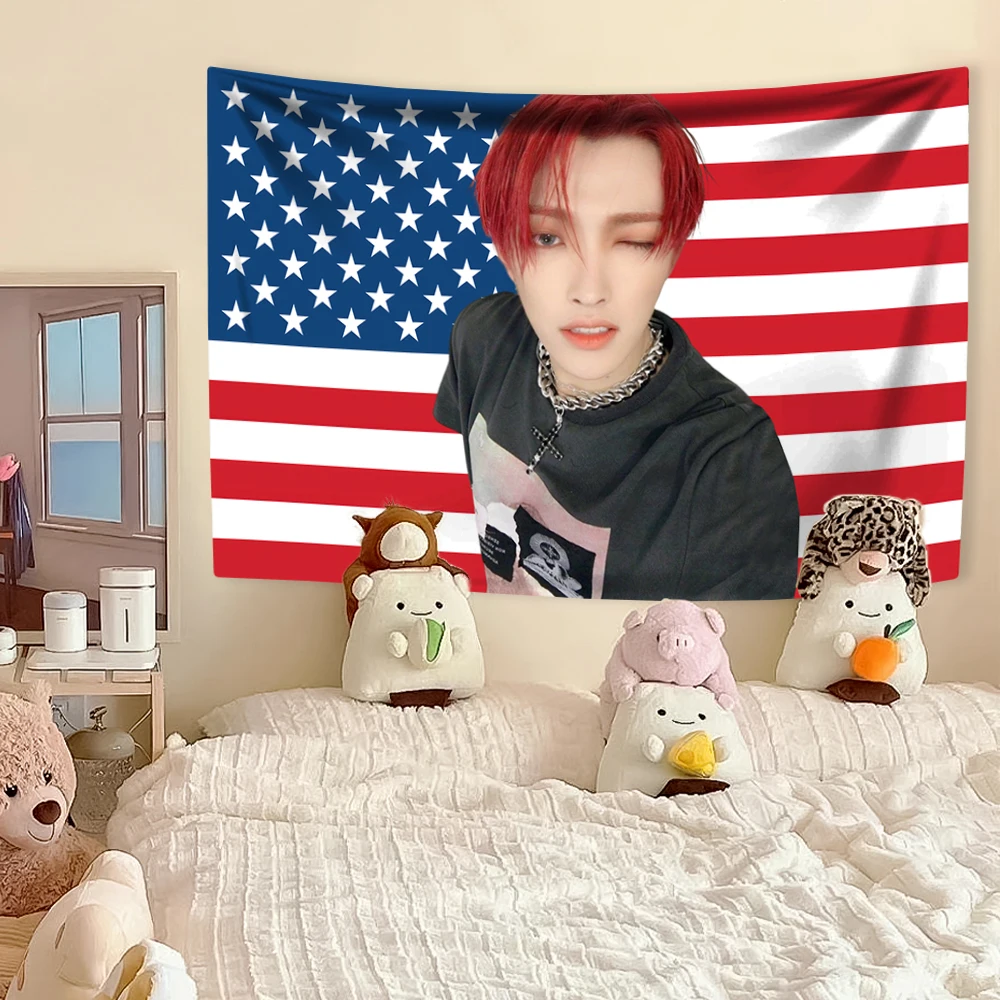 Гобелен с американским флагом Hongjoongs Kpop Boy Group Member домашний декор настенный фон для