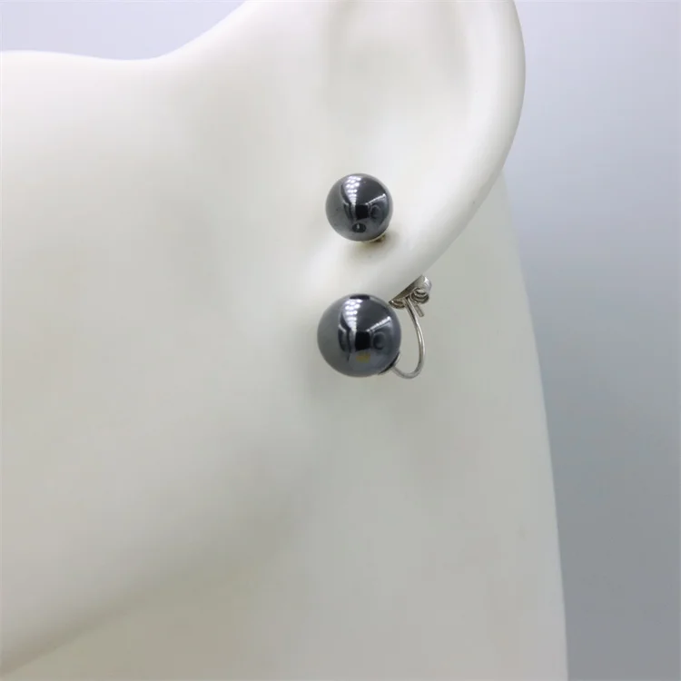 

ZFSILVER Fashion Black Hematite Sterling Silver 925 Real Beads Stud Earrings For Women Girl Charm Jewelry Accessories Party Gift