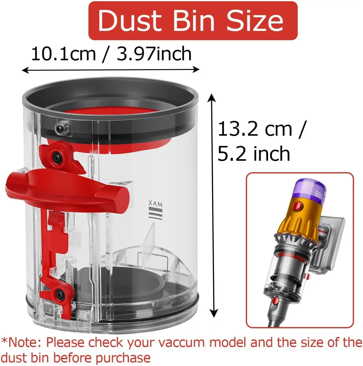 Фото Контейнер для пыли для беспроводных пылесосов Dyson V12 Detect Slim, V10Digital Slim, SV18, SV20, SV30, SV46, SV49, артикул 965272-01 №2