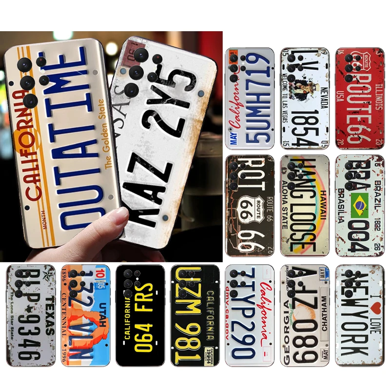 

Phone Case for Samsung Galaxy S23 S22 S21 S20 Ultra S20 S22 S21 S10E S20FE Note 10Plus 20 Ultra Retro License Plate Case