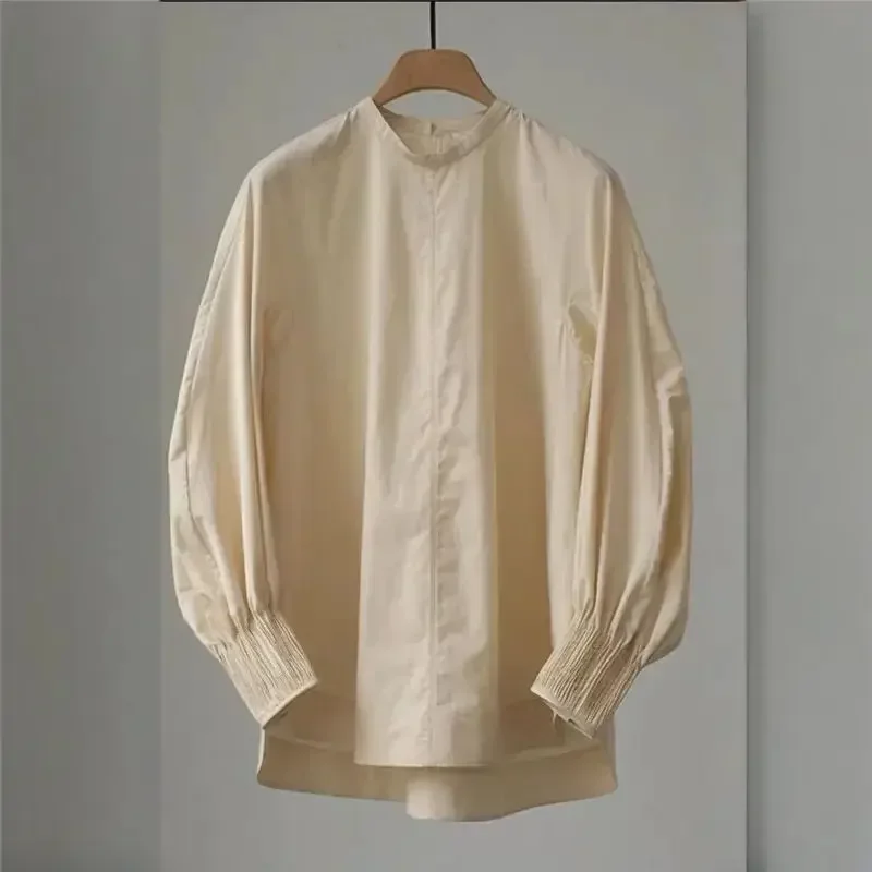 2025 новый дизайн плиссированная блузка женская весенне-осенняя базовая свободная