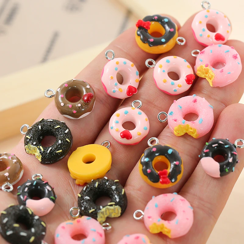 

10 шт./лот смешанные милые Подвески-Пончики из смолы подвески «сделай сам» ожерелье серьги для изготовления ювелирных изделий Аксессуары