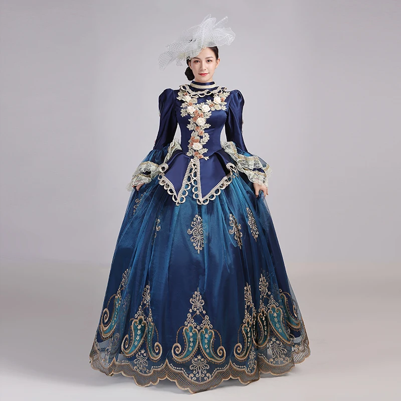 Customized Ball Gown Medieval Marie Court Evening Dresses Rococo Victorian Prom Party Gowns Masquerade Halloween Theater