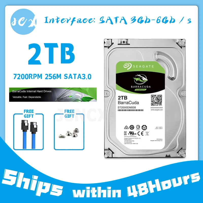 Seagate 2 ТБ Жесткий диск HDD Настольный внутренний HD 2000 ГБ 7200 об/мин 256 МБ кэш 3 5 дюйма 6