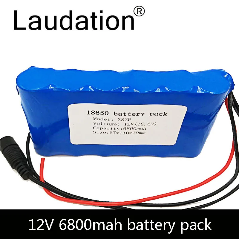

Free Shipping 3S BMS 11.1V 6.8Ah 12.6V 6800 mAh 12V Portable Rechargeable Lithium Battery CCTV Monitor Hunting Flashlight