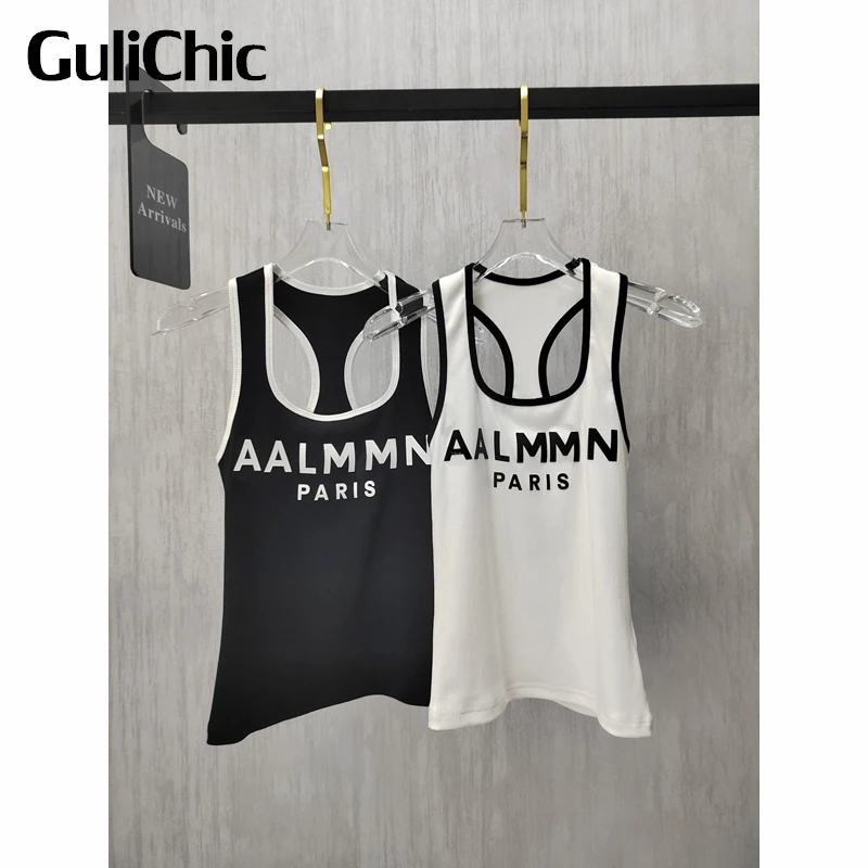 

4,22 женский модный тонкий трикотажный топ на бретелях с надписью GuliChic