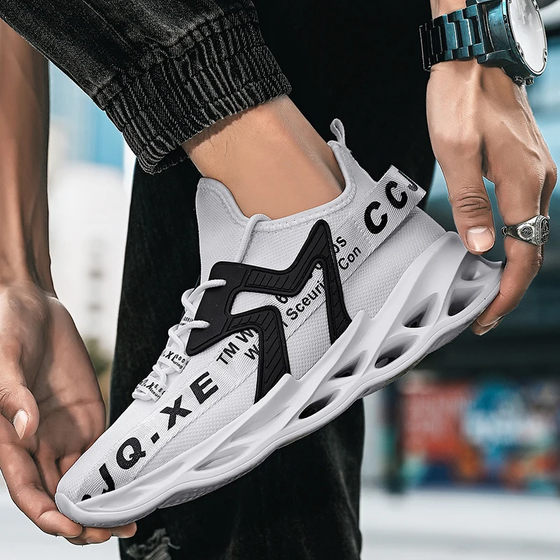 JIEMIAO New Men Running Shoes Mesh Breathable Male Sneakers Light Sports Shoes Comfortable Athletic Training Footwear Plus Size