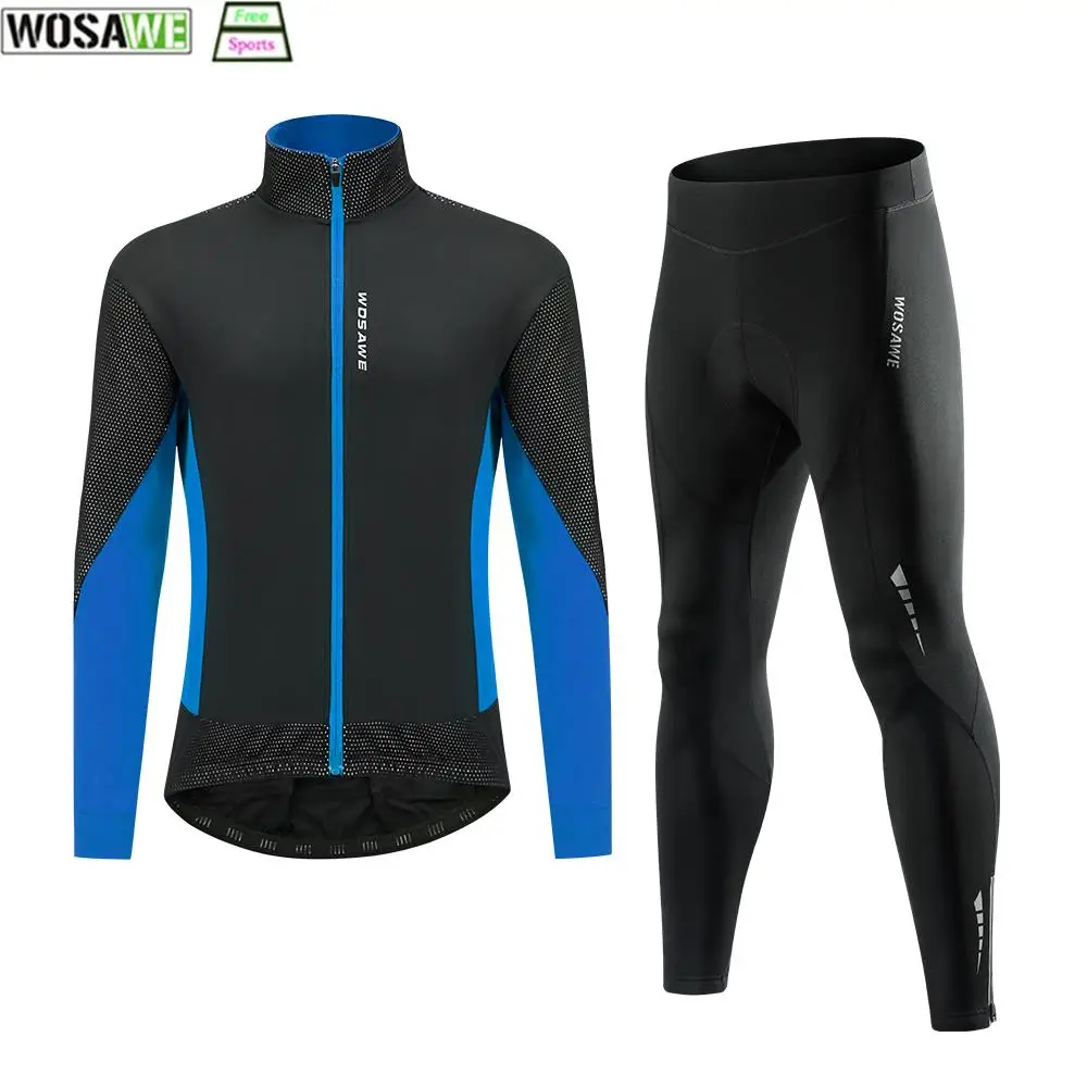 

WOSAWE Bicycle Clothing Men's Jacket Winter Cycling Set Mtb Bike Pants Suit Mountain Downhill Windproof Windbreaker Riding