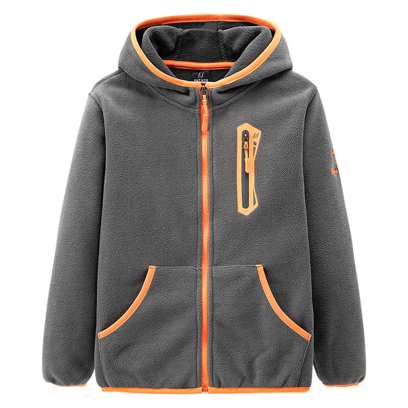 

Brand Windproof Hooded Zip Full Fleece Child Coat Contrast Baby Boys Jackets Kids Outfits Children Outerwear 3-14 Years