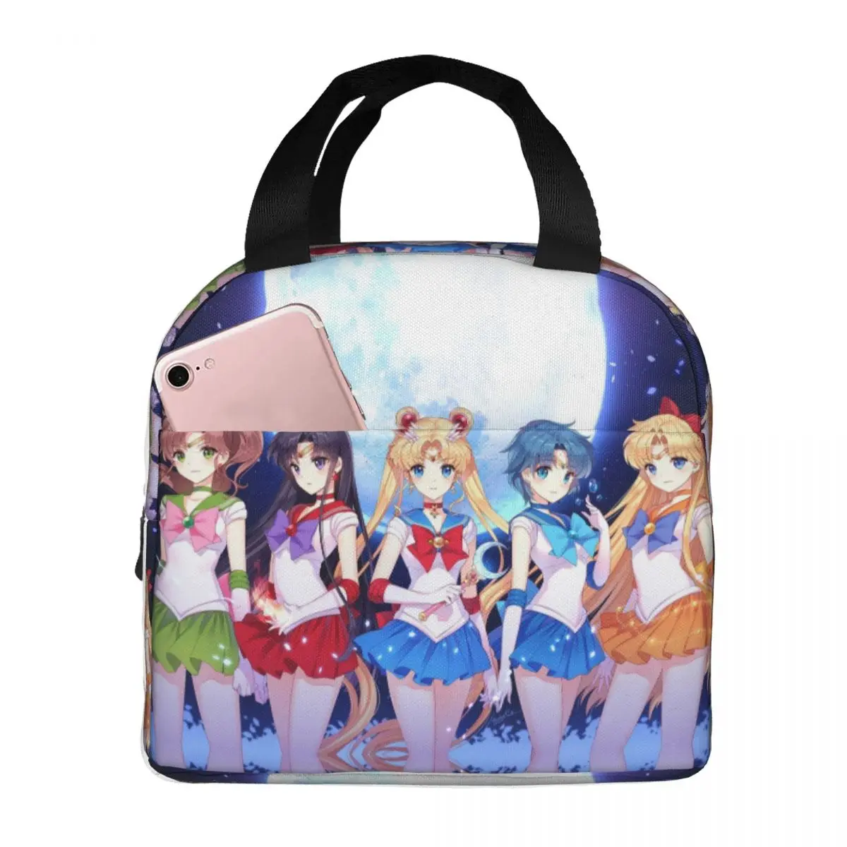 

Cartoon Moon Sailors Girls Lunch Box Merch Portable Insulated Canvas Cooler Thermal Picnic Travel Lunch Box