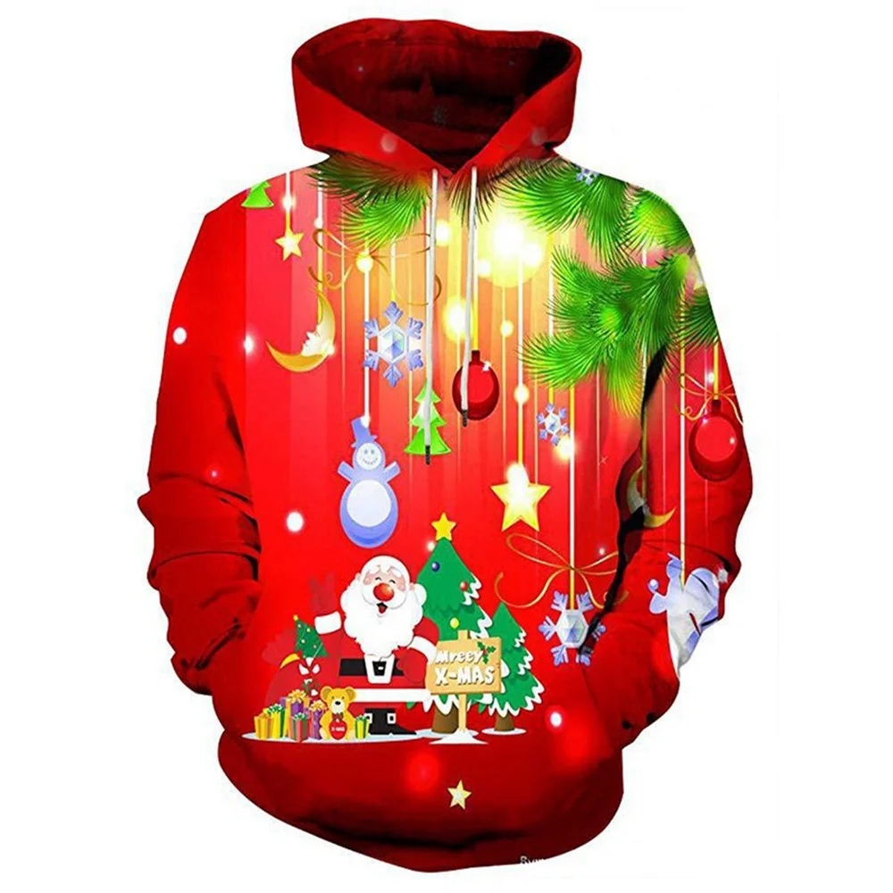 

Мужская осенне-зимняя толстовка, Модный пуловер с цифровым 3d принтом для рождественской атмосферы, популярный повседневный уличный свитер, новинка 2023