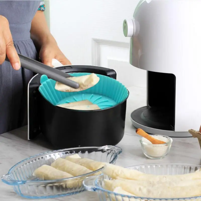 

Air Fryer Silicone Pot Air Fryer Silicone Pot ReusableNonStick Baking Grilling Pan For Oven AirFryer Round Inserts Accessories 7