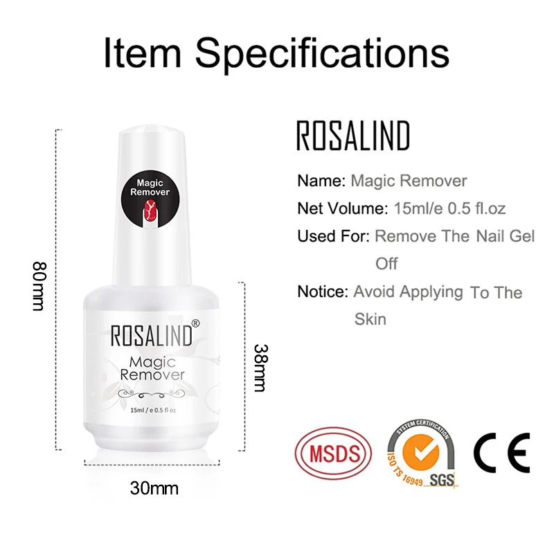Профессиональное магическое средство для быстрого удаления лака ROSALIND