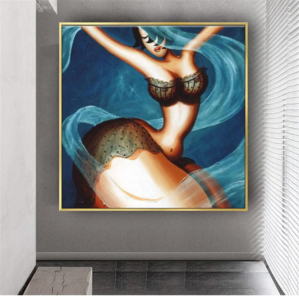 

Modern Living Room Wall Decor Art Canvas Photo Frame 100% Hand-Painted Sexy Girl Picture Figure Oil Painting On Panel Decoration