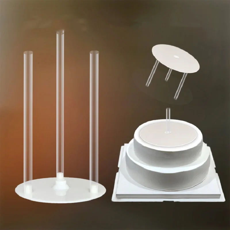 

Multi-Layer Cake Tier Support Cake Dowel Rod Set 3Pcs Sticks With 1Pc Cake Separator Plate For Tiered Cake Construction Stacking