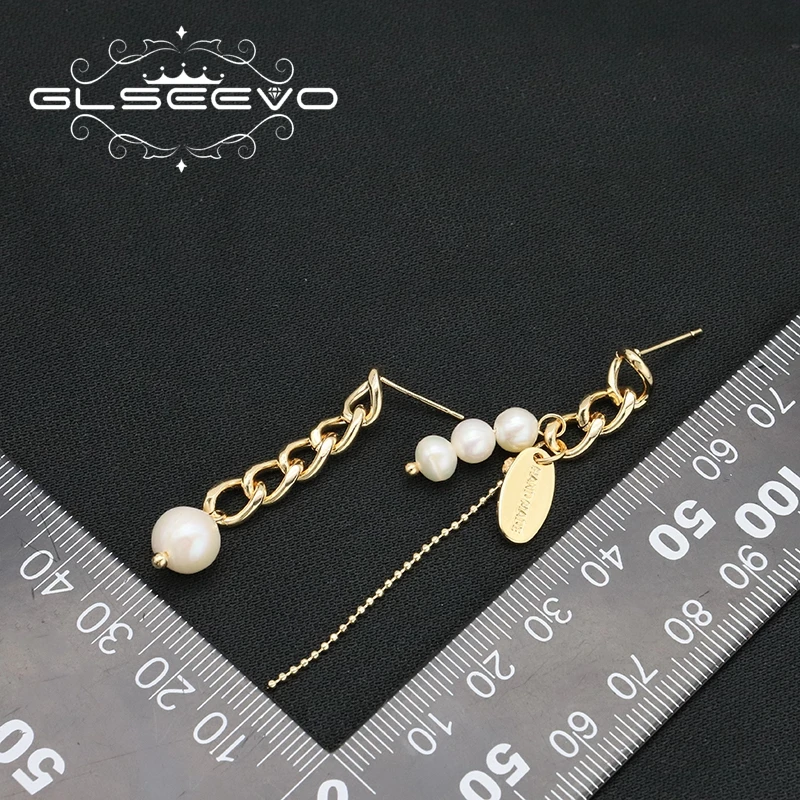 GLSEEVO оригинальный дизайн 2023 дисимметричные жемчужные Висячие Серьги Цепочка