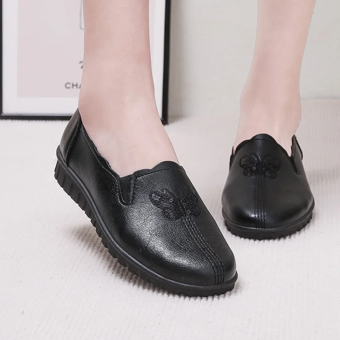 

Туфли женские из ПУ кожи, мягкая подошва, вышивка, плоская подошва, повседневные, неглубокий Носок, топ-сайдеры, удобные и простые