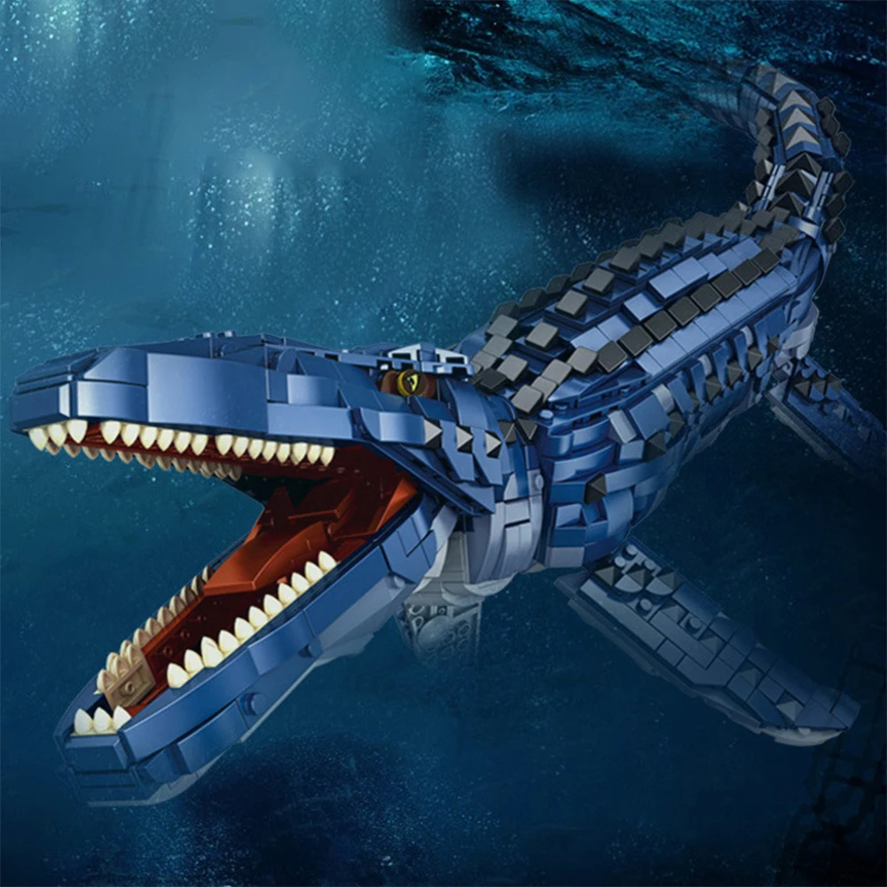 Кубики Mosasaurus, игрушки, большой размер, фигурки динозавров, T Rex, модель Юрского периода, строительные блоки, динозавр Велоцираптор, бронтозав...