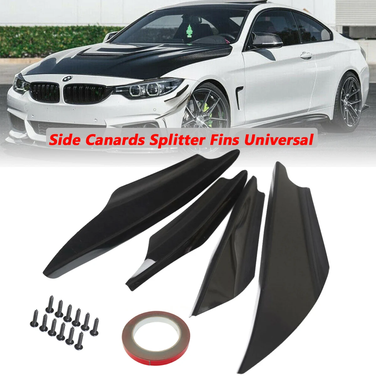 

4PCS Black Front Side Bumper Canards Splitter Fin Valence Spoiler Guards Universal For VW Golf 6 MK6 Honda BMW Car Accessories