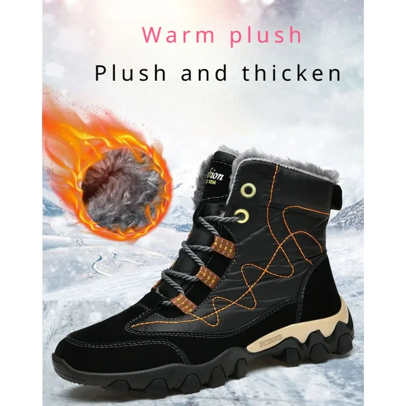 

New Winter Men's Shoes Outdoor Snow Boots Fashion Sneakers 2024 Lace-up Thick Sole Boots Erkek Ayakkabı Tenis Para Hombre 겨울신발