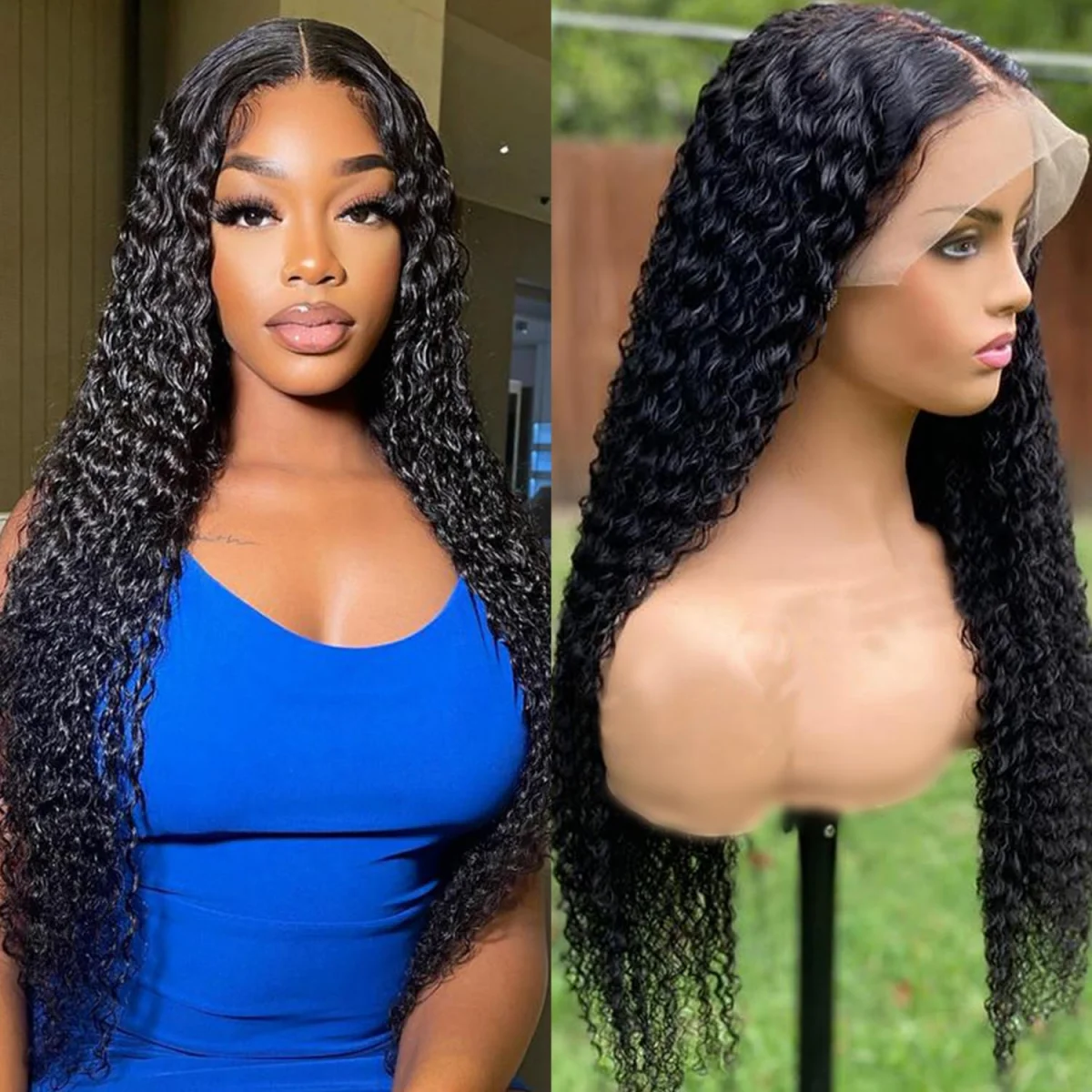 13x4 парики из человеческих волос с глубокой волной на сетке