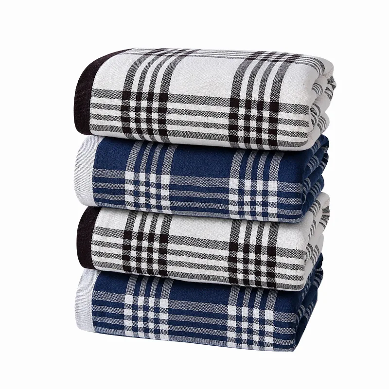 

Japan Plaid Men Terry Cloth Bath Towel Cotton for Adults Bathroom 70*140 Free Shipping